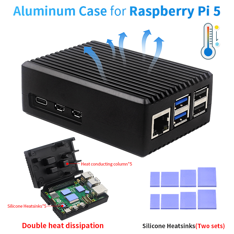 Radxa Rock 5B 16Gb - غلاف معدني من سبائك الألومنيوم Raspberry