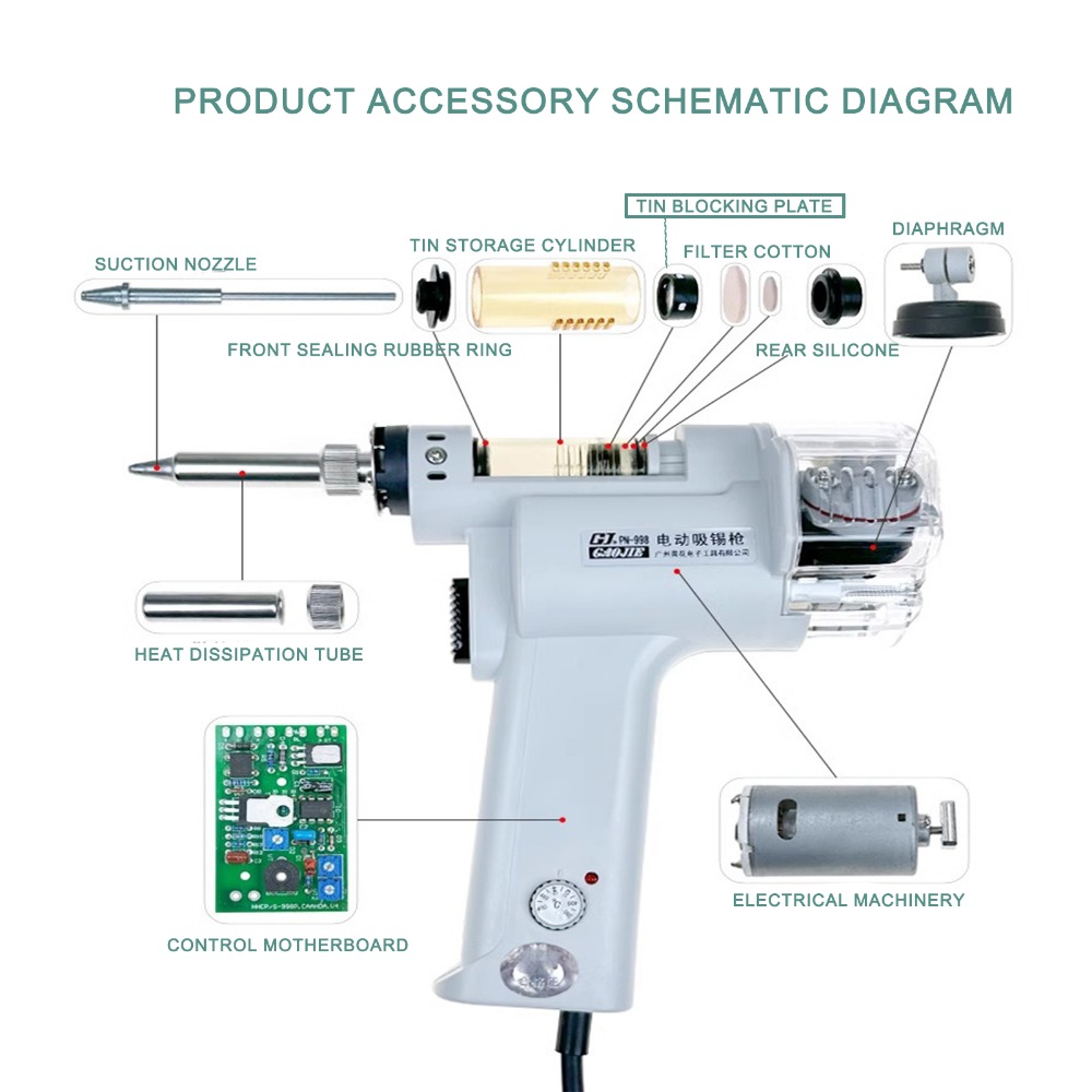 S-993A مسدس إزالة لحام كهربائي - مراجعة Desoldering Gun Vacuum Electric وسعره